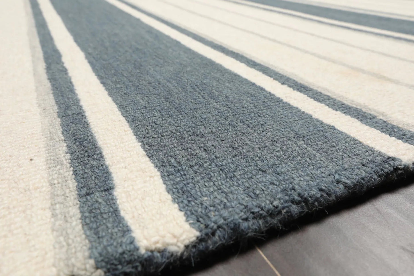 LoomBloom Multi Size Slate Hand Tufted Contemporary Striped Wool Oriental Area Rug
