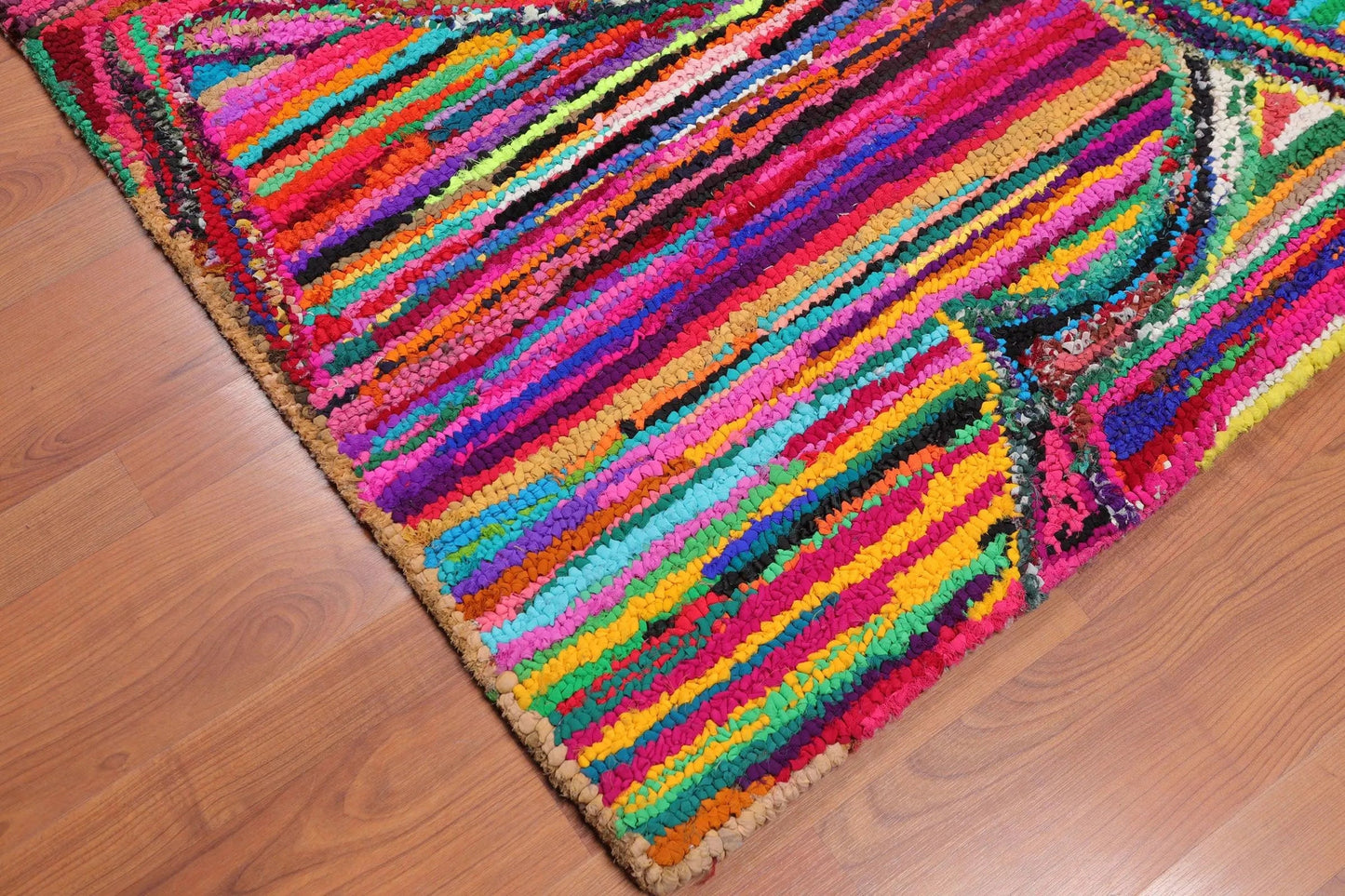 4 x 6 Handmade Abstract 100% Cotton Oriental Area Rug Boho Modern Pink