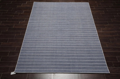 LoomBloom Multi Size Navy Hand Woven Contemporary Herringbone Flatweave New Zealand Wool  Oriental Area Rug