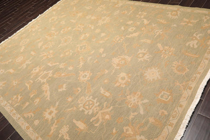 7'7" x 9'9"  Hand Knotted 100% Wool Flat Pile Area Rug Sage