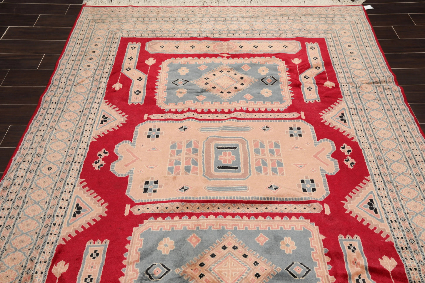 6'x9' Red  Rose  Blue, Navy, Tan, Multi Color Hand Woven Persian Oriental Area Rug Wool Traditional Oriental Rug