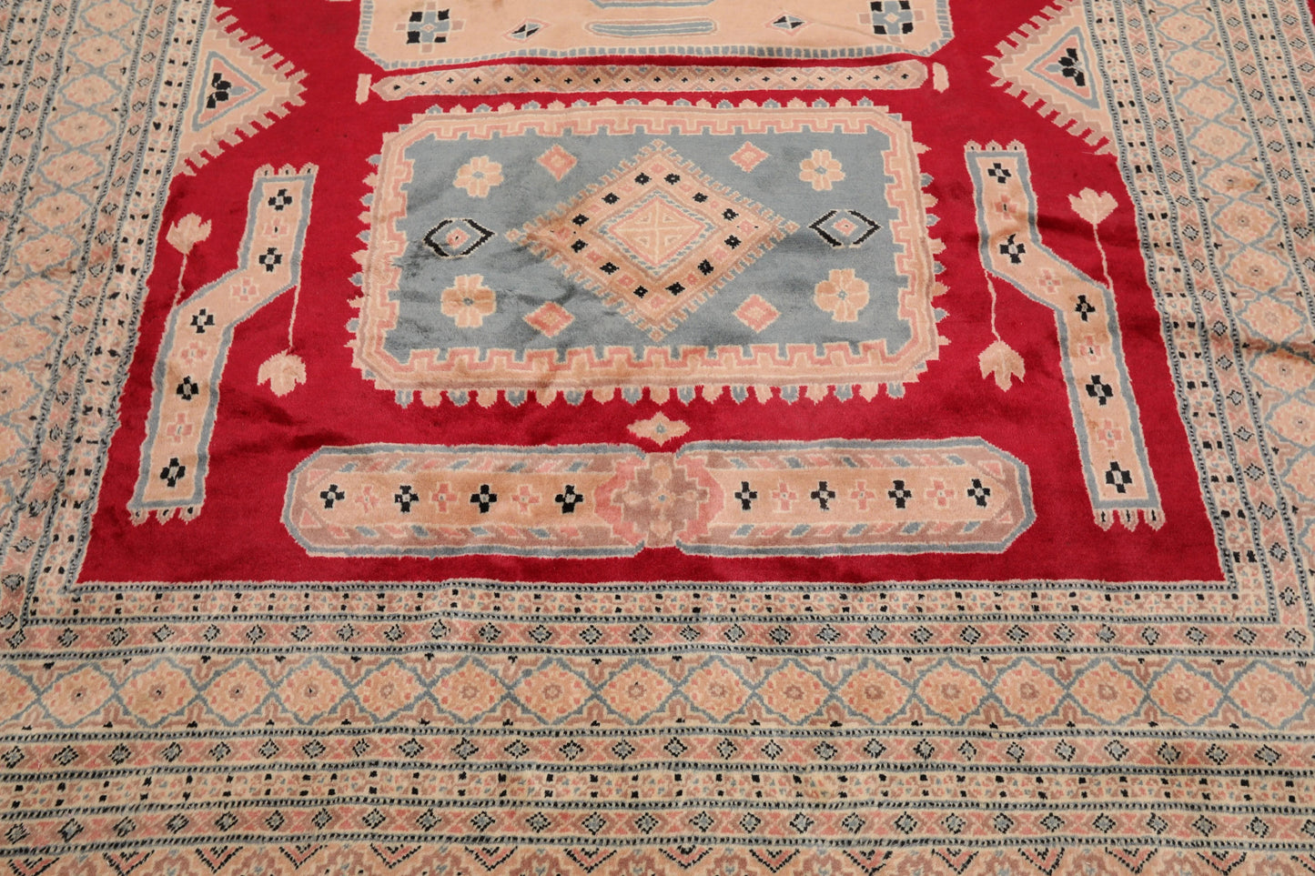6'x9' Red  Rose  Blue, Navy, Tan, Multi Color Hand Woven Persian Oriental Area Rug Wool Traditional Oriental Rug