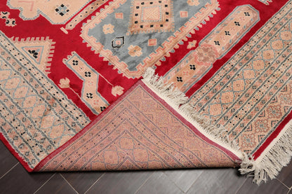 6'x9' Red  Rose  Blue, Navy, Tan, Multi Color Hand Woven Persian Oriental Area Rug Wool Traditional Oriental Rug