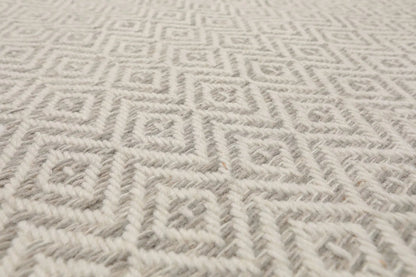 LoomBloom Multi Size Ivory Hand Woven Contemporary Geometric Flatweave New Zealand Wool  Oriental Area Rug