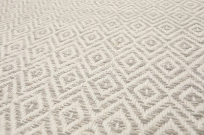 LoomBloom Multi Size Ivory Hand Woven Contemporary Geometric Flatweave New Zealand Wool  Oriental Area Rug