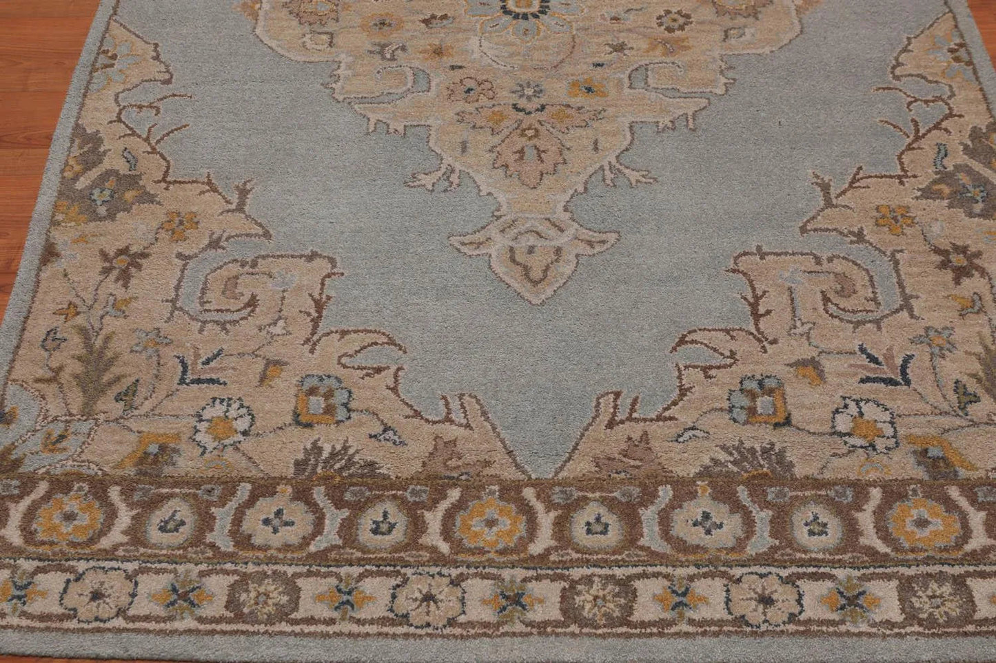 5' x 8' Handmade Medallion 100% Wool Oriental Area Rug Aqua