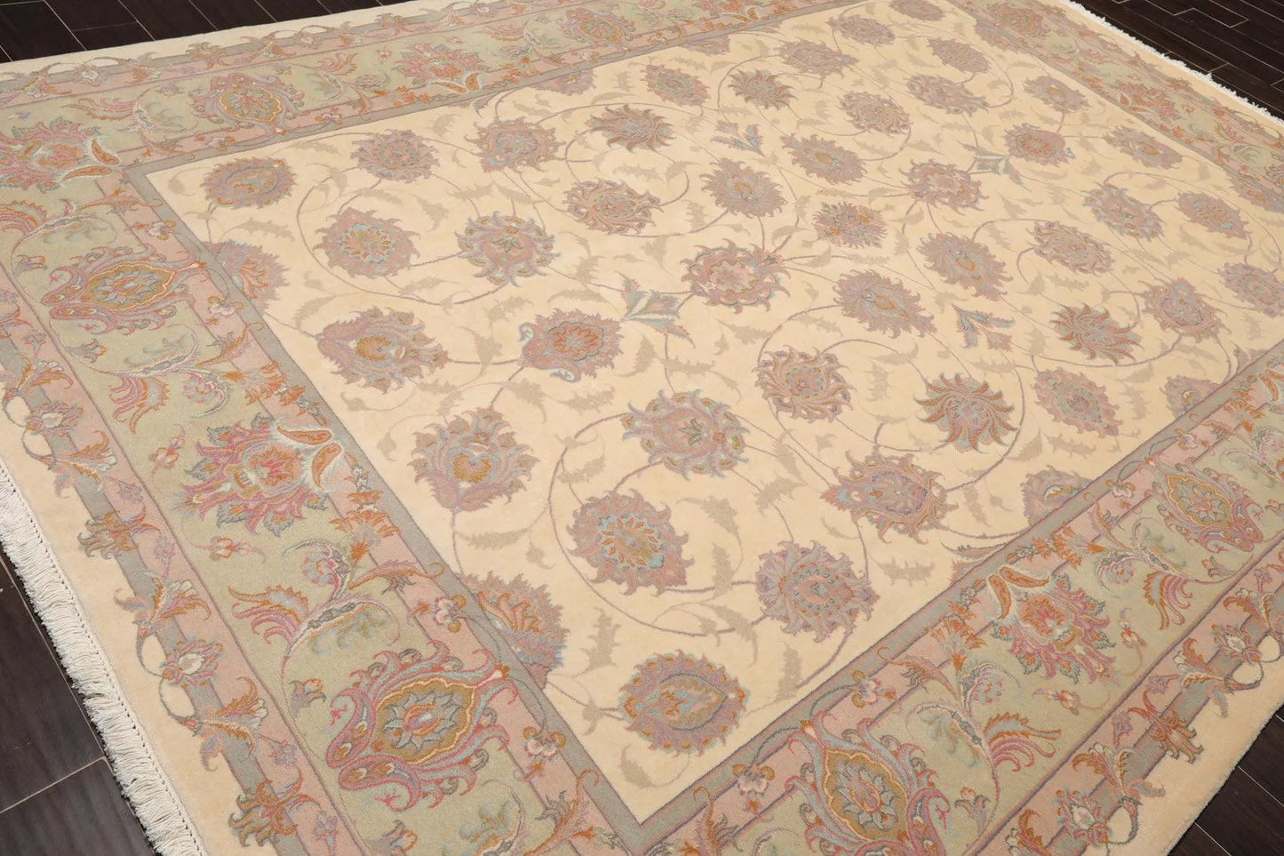 8'3'' x 11'6'' Hand Knotted 100% Wool Ispahan 250 KPSI Muted Area Rug Ivory