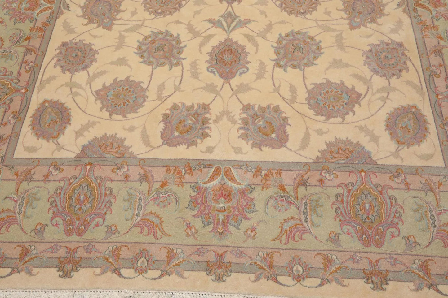 8'3'' x 11'6'' Hand Knotted 100% Wool Ispahan 250 KPSI Muted Area Rug Ivory