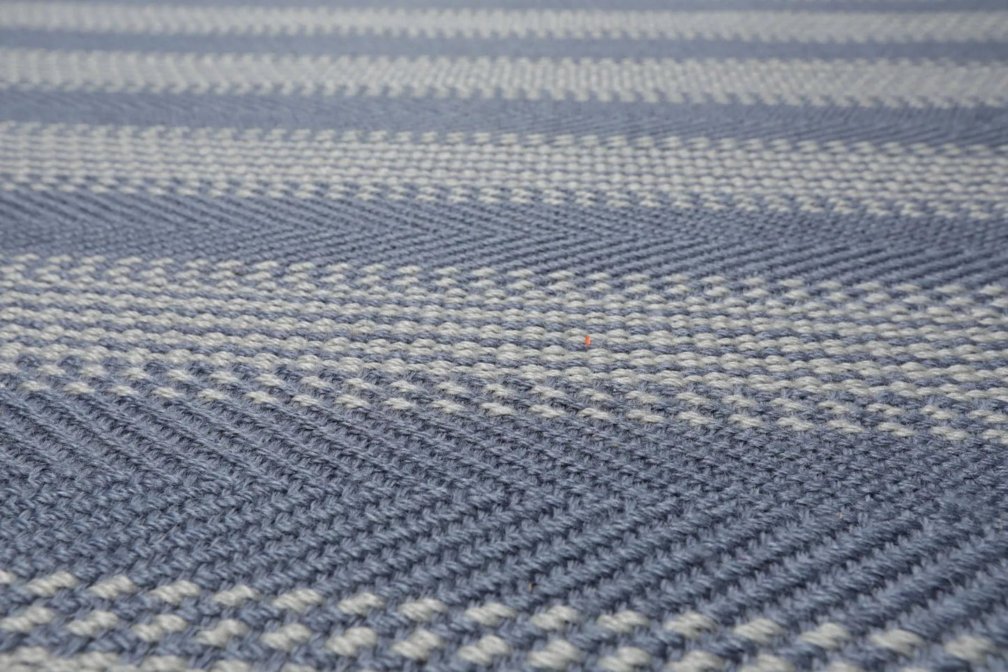 LoomBloom Multi Size Tone on Tone Blue Hand Woven Striped Modern Herringbone  New Zealand Wool Oriental Area Rug