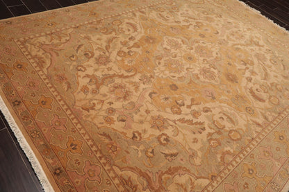 7'9" x 9'9" NA02 Beige Hand Knotted Wool Traditional Oriental Area Rug