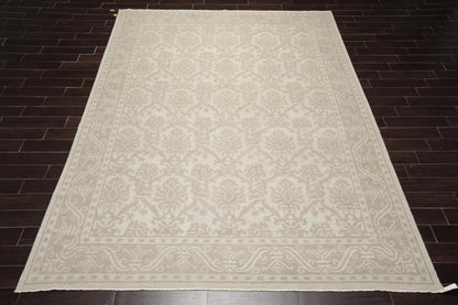 9'1'' x 12'1'' Hand Knotted 100% Wool Damask Afghan Area Rug Gray Tone on Tone