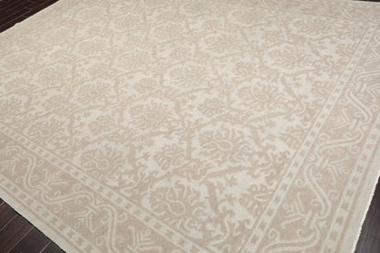 9'1'' x 12'1'' Hand Knotted 100% Wool Damask Afghan Area Rug Gray Tone on Tone