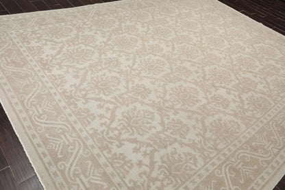 9'1'' x 12'1'' Hand Knotted 100% Wool Damask Afghan Area Rug Gray Tone on Tone