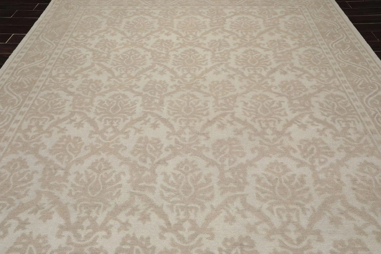 9'1'' x 12'1'' Hand Knotted 100% Wool Damask Afghan Area Rug Gray Tone on Tone