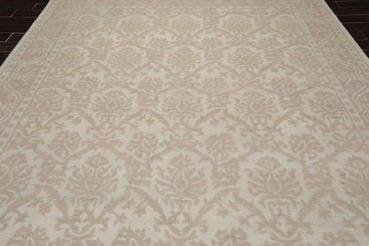 9'1'' x 12'1'' Hand Knotted 100% Wool Damask Afghan Area Rug Gray Tone on Tone