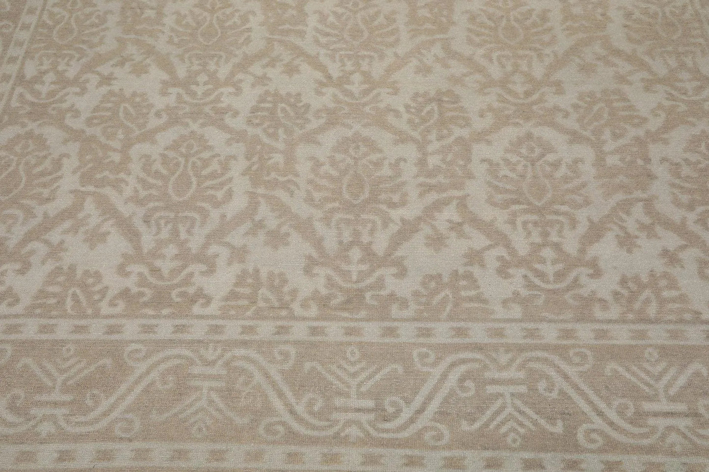 9'1'' x 12'1'' Hand Knotted 100% Wool Damask Afghan Area Rug Gray Tone on Tone