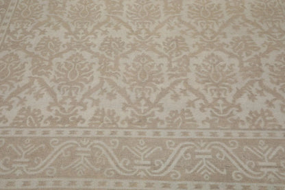 9'1'' x 12'1'' Hand Knotted 100% Wool Damask Afghan Area Rug Gray Tone on Tone