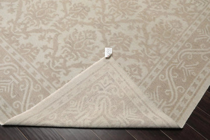 9'1'' x 12'1'' Hand Knotted 100% Wool Damask Afghan Area Rug Gray Tone on Tone