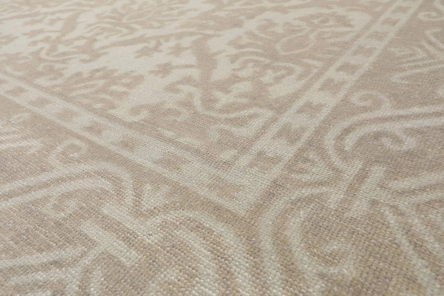 9'1'' x 12'1'' Hand Knotted 100% Wool Damask Afghan Area Rug Gray Tone on Tone