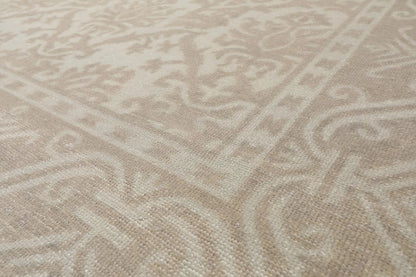 9'1'' x 12'1'' Hand Knotted 100% Wool Damask Afghan Area Rug Gray Tone on Tone