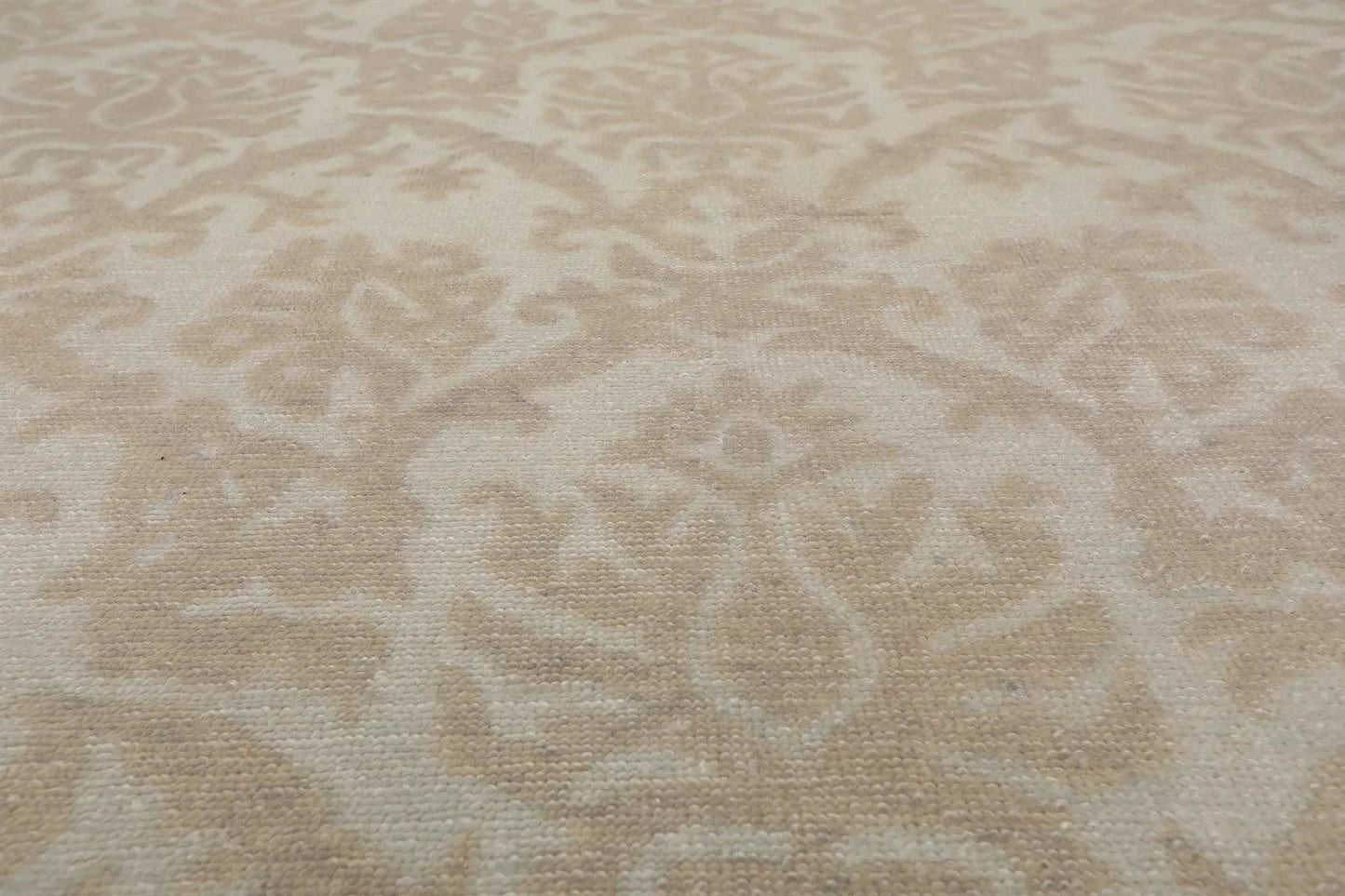 9'1'' x 12'1'' Hand Knotted 100% Wool Damask Afghan Area Rug Gray Tone on Tone