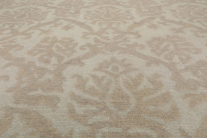 9'1'' x 12'1'' Hand Knotted 100% Wool Damask Afghan Area Rug Gray Tone on Tone
