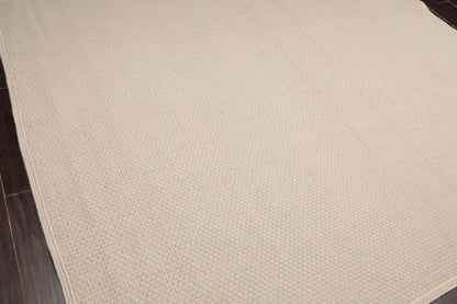 8'x10' Basket weave Oyster Hand Braided Flatweave Wool Area Rug Oatmeal