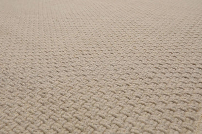 8'x10' Basket weave Oyster Hand Braided Flatweave Wool Area Rug Oatmeal