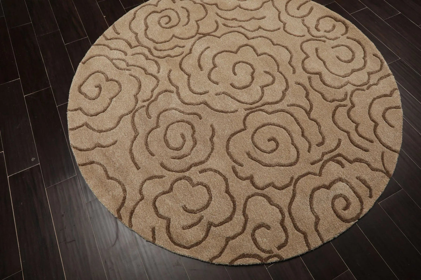 LoomBloom Multi Size Tan Hand Tufted Transitional Floral Wool and Faux Silk Oriental Area Rug