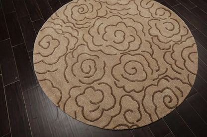 LoomBloom Multi Size Tan Hand Tufted Transitional Floral Wool and Faux Silk Oriental Area Rug