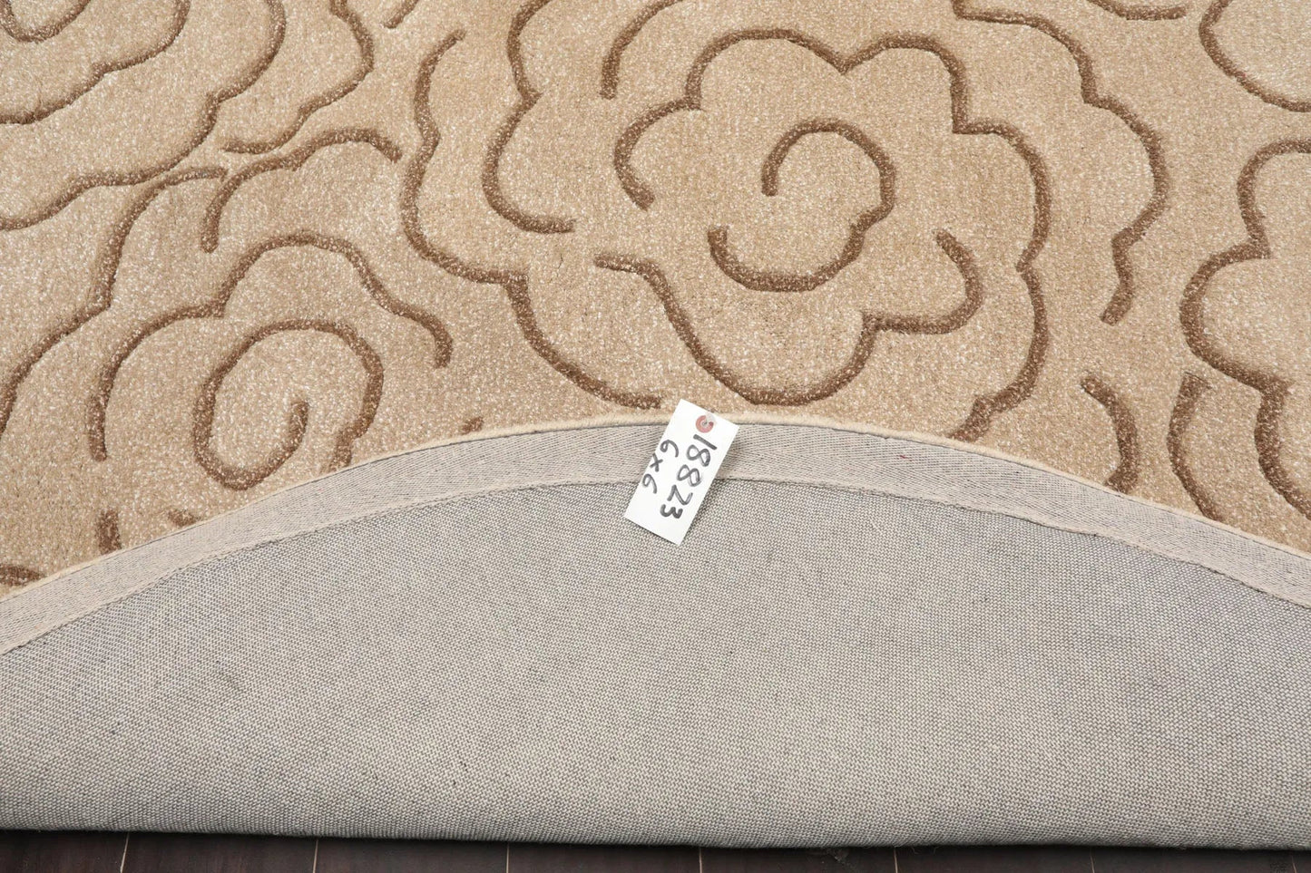LoomBloom Multi Size Tan Hand Tufted Transitional Floral Wool and Faux Silk Oriental Area Rug