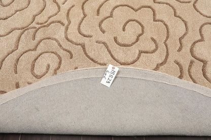 LoomBloom Multi Size Tan Hand Tufted Transitional Floral Wool and Faux Silk Oriental Area Rug