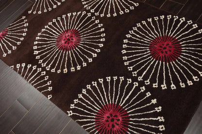 LoomBloom Multi Size Brown Hand Tufted Transitional Floral Wool and Faux Silk Oriental Area Rug