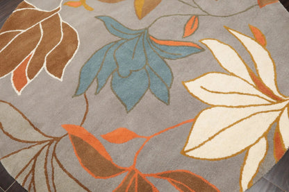 LoomBloom Multi Size Gray Hand Tufted Contemporary Floral Wool Oriental Area Rug
