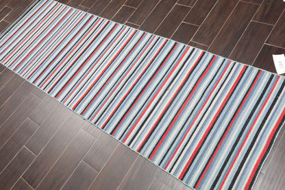 2'6" x 8' Hand woven Reversible Dhurry Traditional Oriental Area Rug Runner Blue