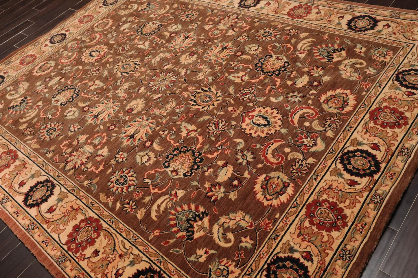 8x10 Brown Machine Made Parthia Ahar Khaki 100% Wool Traditional Oriental Area Rug