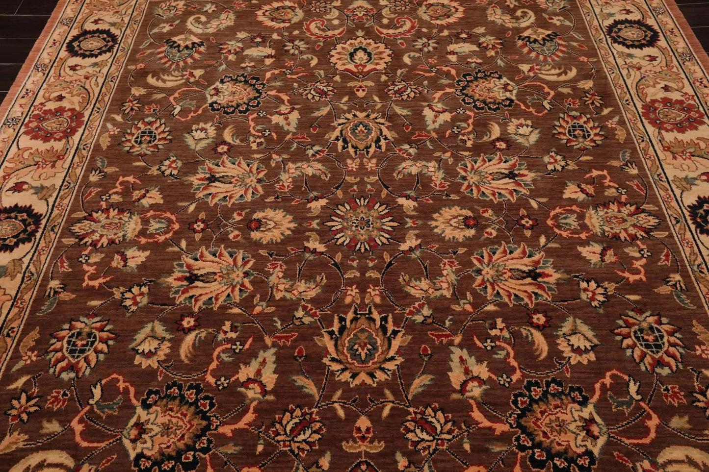 8x10 Brown Machine Made Parthia Ahar Khaki 100% Wool Traditional Oriental Area Rug