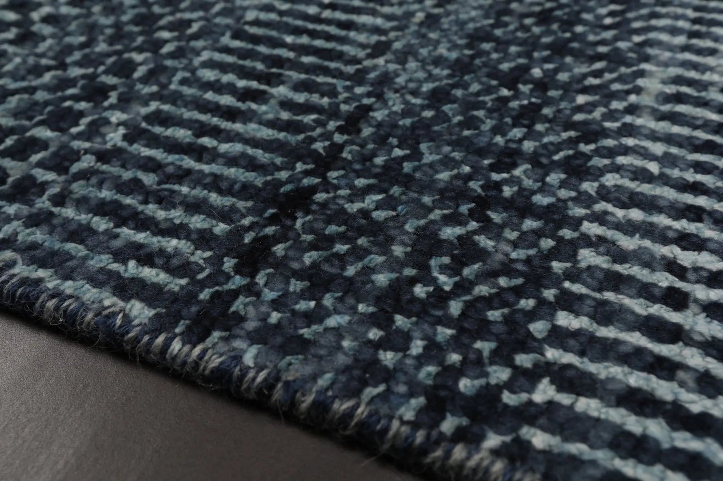 2'x2' Blue Hand Knotted Tibetan Modern Wool and Bamboo Silk Oriental Area Rug