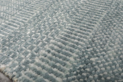 2'x2' Ivory Hand Knotted Tibetan Modern Wool and Bamboo Silk Oriental Area Rug