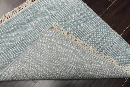 2'x2' Ivory Hand Knotted Tibetan Modern Wool and Bamboo Silk Oriental Area Rug