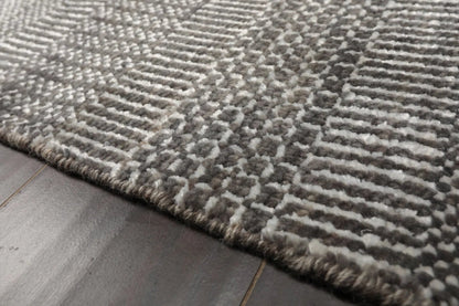 2'x2' Ivory Hand Knotted Tibetan Modern Wool and Bamboo Silk Oriental Area Rug