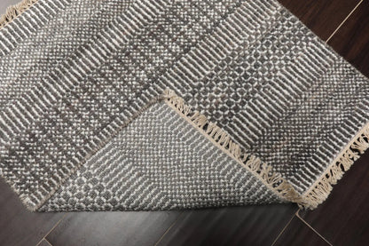 2'x2' Ivory Hand Knotted Tibetan Modern Wool and Bamboo Silk Oriental Area Rug