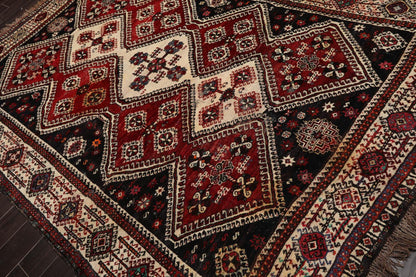 6'10" x 10'2" Authentic Vintage Shirraz Hand Knotted 100% Wool Area Rug Ivory