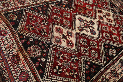 6'10" x 10'2" Authentic Vintage Shirraz Hand Knotted 100% Wool Area Rug Ivory