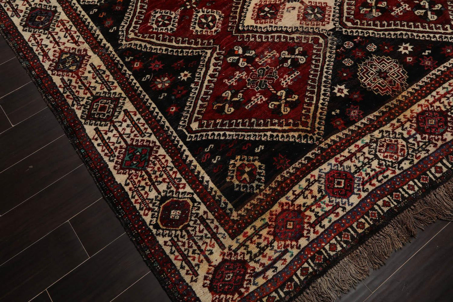 6'10" x 10'2" Authentic Vintage Shirraz Hand Knotted 100% Wool Area Rug Ivory