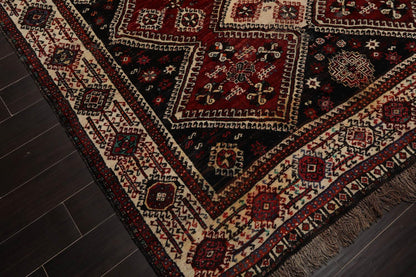 6'10" x 10'2" Authentic Vintage Shirraz Hand Knotted 100% Wool Area Rug Ivory