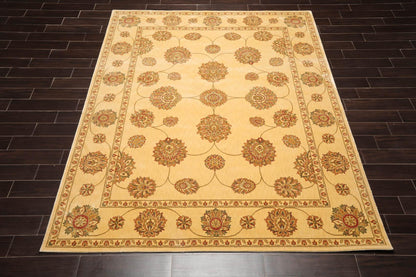 7'6" x 9'6" Machine Made 100% Wool Oriental Area Rug Champagne, Green