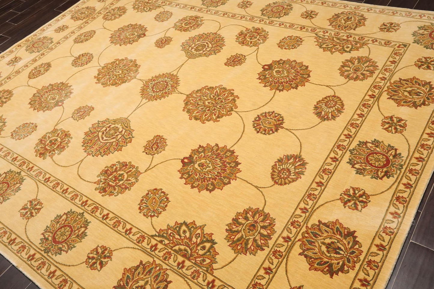 7'6" x 9'6" Machine Made 100% Wool Oriental Area Rug Champagne, Green