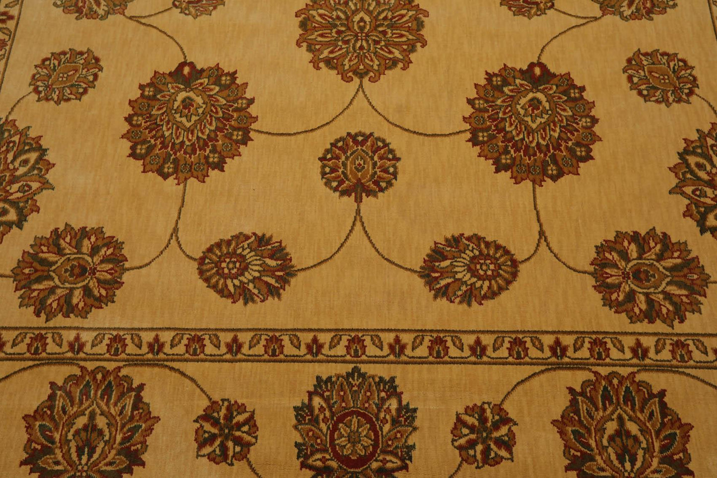 7'6" x 9'6" Machine Made 100% Wool Oriental Area Rug Champagne, Green