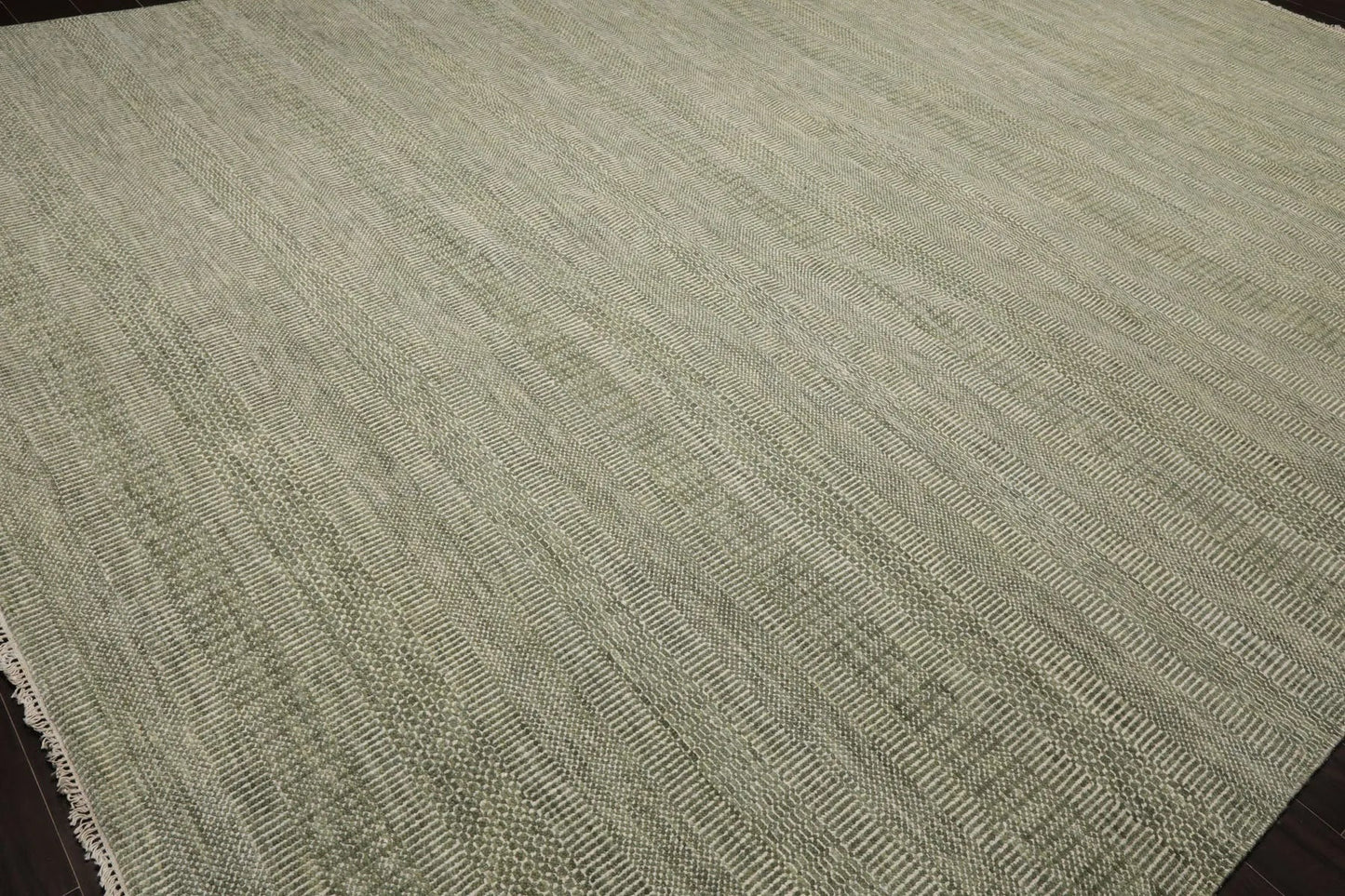 LoomBloom Multi Sizes Sage Hand Knotted Contemporary  Tibetan Geometric Wool & Bamboo Silk  Oriental Area Rug